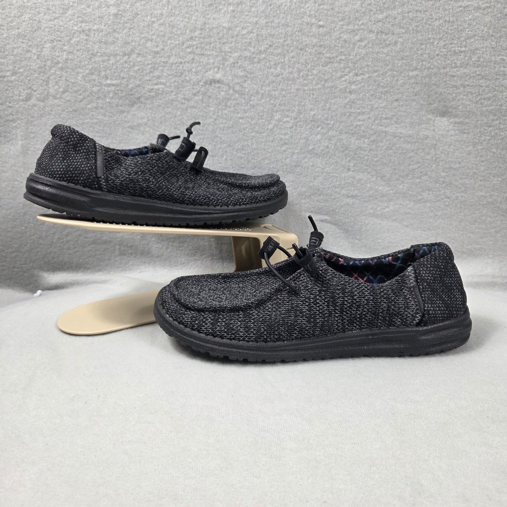 Hey Dude Wendy Sox Micro Total Black Slip On Loafers 121414942 US 8 EU 39